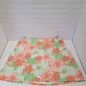 Doncaster Womens White wPeach & Green Retro Preppy Flowers Side Zip Skirt 18W